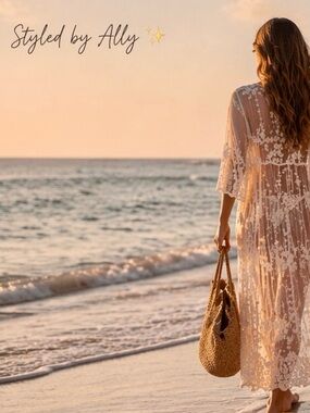 NWT Thirty Thirty Ivory Embroidered Mesh Cover-Up | Beach to Brunch | M/L